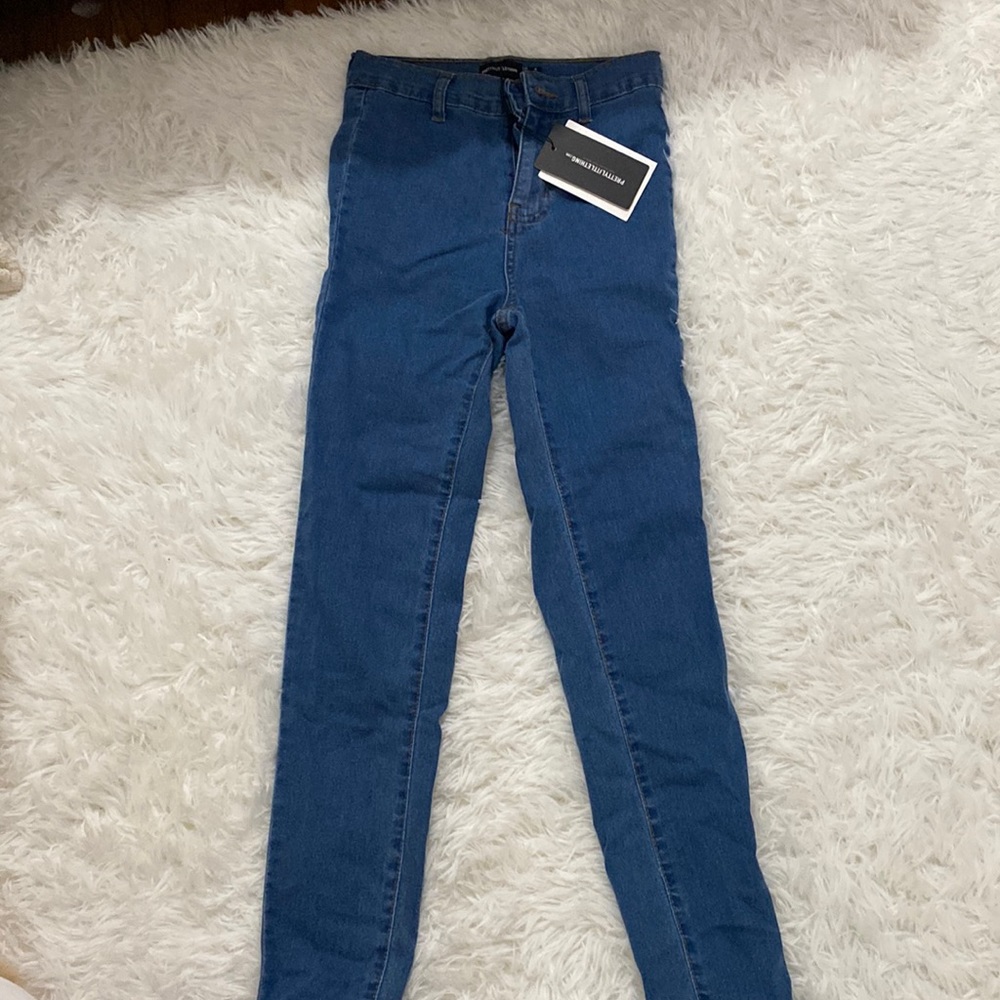 Pretty little thing disco blue jeans NWT